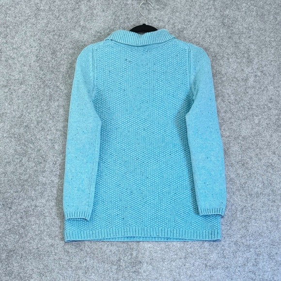 Talbots Turtleneck Sweater Womens Medium Teal Confetti Knit Button Side Cozy - Picture 4 of 10